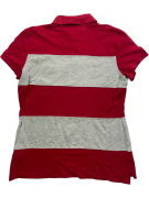 TOMMY HILFIGER Polo Shirt Colorblock Crest Logo Κόκκινο-Γκρι Γυναικείο L