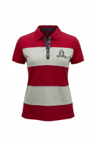 TOMMY HILFIGER Polo Shirt Colorblock Crest Logo Κόκκινο-Γκρι Γυναικείο L