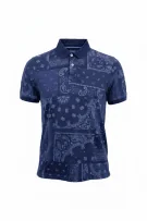 TOMMY HILFIGER POLO SHIRT PAISLEY BANDANA PRINT ΜΠΛΕ ΑΝΔΡΙΚΟ LARGE