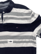 TOMMY HILFIGER POLO SHIRT ΡΙΓΕ NAVY ΓΚΡΙ ΛΕΥΚΟ ΑΝΤΡΙΚΟ PRE OWNED L