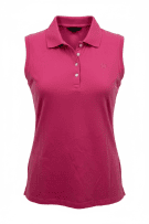 TOMMY HILFIGER Top polo smanicato con logo classico rosa da donna L
