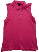 TOMMY HILFIGER Top polo smanicato con logo classico rosa da donna L