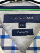 TOMMY HILFIGER Πουκάμισο Custom Fit Καρό Μπλε-Λευκό Ανδρικό XXL