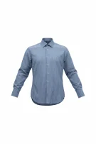 TOMMY HILFIGER ΠΟΥΚΑΜΙΣΟ TAILORED FITTED ΡΙΓΕ ΜΠΛΕ ΑΝΔΡΙΚΟ L