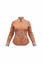 TOMMY HILFIGER Striped Shirt Casual Orange-White Women’s L