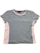 Tommy Hilfiger T-Shirt grigia con dettagli rosa da donna M