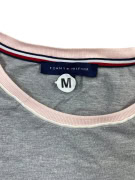 Tommy Hilfiger T-Shirt grigia con dettagli rosa da donna M