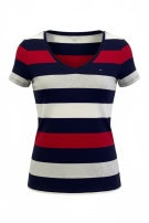 TOMMY HILFIGER T SHIRT ΡΙΓΕ NAVY ΚΟΚΚΙΝΟ ΓΥΝΑΙΚΕΙΟ PRE OWNED L