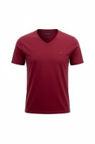 TOMMY HILFIGER T-Shirt V-Neck Logo Μπορντό Ανδρικό M