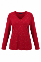 TOMMY HILFIGER TOP V NECK EMBELLISHED RED ΓΥΝΑΙΚΕΙΟ PRE OWNED XL