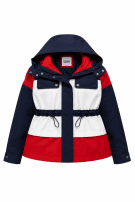 TOMMY JEANS COLOR BLOCK JACKET NAVY BLUE WOMEN PRE OWNED S