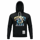 TOMMY JEANS BLACK HOODIE WITH TIE-DYE GRAPHIC LOGO