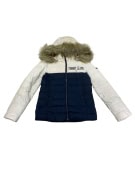 TOMMY JEANS ΓΥΝΑΙΚΕΙΟ ΜΠΟΥΦΑΝ ΠΟΥΠΟΥΛΕΝΙΟ ΜΕ ΚΟΥΚΟΥΛΑ ΚΑΙ ΓΟΥΝΑ ΔΙΧΡΩΜΟ ΛΕΥΚΟ-ΜΠΛΕ S