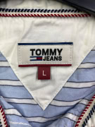 TOMMY JEANS WOMEN'S STRIPED SHIRT CLASSIC FLAG LOGO BLUE/WHITE L
