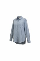 TOMMY JEANS WOMEN'S STRIPED SHIRT CLASSIC FLAG LOGO BLUE/WHITE L