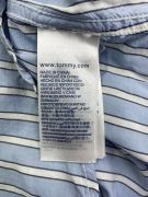 TOMMY JEANS WOMEN'S STRIPED SHIRT CLASSIC FLAG LOGO BLUE/WHITE L