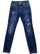 TRUSSARDI JEANS DENIM PANTS DISTRESSED LOGO BLUE WOMEN S