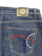 TRUSSARDI JEANS DENIM PANTS VINTAGE EMBROIDERED LOGO BLUE MENS M