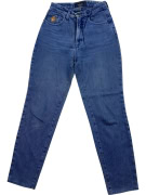 TRUSSARDI JEANS PANTALONI VINTAGE IN PELLE CON LOGO BLU DA DONNA XS