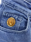 TRUSSARDI JEANS PANTALONI VINTAGE IN PELLE CON LOGO BLU DA DONNA XS
