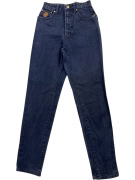 TRUSSARDI JEANS VINTAGE DENIM TROUSERS LOGO BLUE WOMEN XS