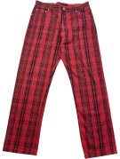 UNKNOWN BRAND ΠΑΝΤΕΛΟΝΙ TARTAN ΚΟΚΚΙΝΟ UNISEX PRE OWNED M