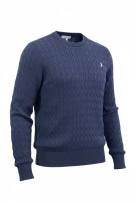 U.S. Polo Assn. Ανδρικό Πλεκτό Πουλόβερ Cable Knit Navy Μπλε Size XL