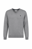 U.S. POLO ASSN ΠΛΕΚΤΟ ΠΟΥΛΟΒΕΡ ΜΙΝΙΜΑΛ ΓΚΡΙ ΑΝΤΡΙΚΟ PRE OWNED M