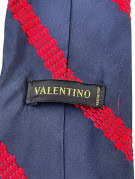 VALENTINO CRAVATTA CLASSIC RIGATA NAVY ROSSO UOMO PRE OWNED