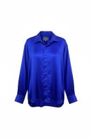 VERSACE CLASSIC V2 VINTAGE SHIRT EMBROIDERED LOGO ROYAL BLUE WOMEN'S L