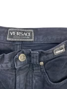 VERSACE JEANS COUTURE DENIM PANTS VINTAGE LOGO BLACK WOMEN'S XS