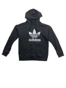 Felpa con cappuccio Adidas vintage con grande logo Trefoil nera da donna XS/S
