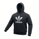 Felpa con cappuccio Adidas vintage con grande logo Trefoil nera da donna XS/S