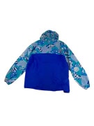 VINTAGE giacca a vento con cappuccio geometric blue print da uomo M/L