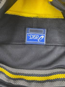 VINTAGE ASICS GIACCA CON BOTTONI E GRANDE LOGO GIALLO/NERO DA UOMO L