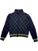 VINTAGE BELFE ZIP-UP CARDIGAN ARGYLE KNIT BLUE/GREEN WOMEN'S M