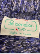 VINTAGE BENETTON ΠΛΕΚΤΟ ΠΟΥΛΟΒΕΡ ΜΠΛΕ ΜΕΛΑΝΖΕ ΑΝΔΡΙΚΟ L