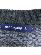 VINTAGE BEST COMPANY maglione lavorato a maglia motivo blu da uomo L