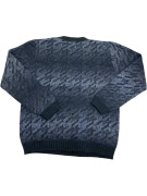 VINTAGE BEST COMPANY maglione lavorato a maglia motivo blu da uomo L