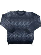 VINTAGE BEST COMPANY maglione lavorato a maglia motivo blu da uomo L