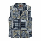 VINTAGE BLUE ICE DEPT. PATTERNED FLEECE VEST MEN'S L