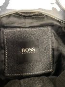 VINTAGE BOSS HUGO BOSS giacca in lana con collo alto grigio antracite da uomo L