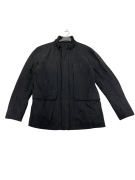 VINTAGE BOSS HUGO BOSS giacca in lana con collo alto grigio antracite da uomo L