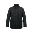 VINTAGE BOSS HUGO BOSS giacca in lana con collo alto grigio antracite da uomo L