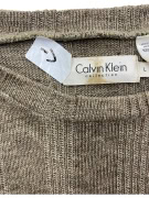 VINTAGE CALVIN KLEIN COLLECTION KNIT TOP 100% LINEN BROWN-BEIGE MEN'S L