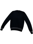 VINTAGE CALVIN KLEIN JEANS KNITTED V-NECK SWEATER WITH STRIPES BLACK MEN'S S