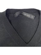 VINTAGE CALVIN KLEIN JEANS KNITTED V-NECK SWEATER WITH STRIPES BLACK MEN'S S
