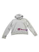 VINTAGE CHAMPION HOODIE LOGO WHITE WOMEN M