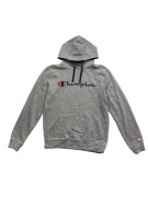 VINTAGE CHAMPION HOODIE ΜΕ ΚΕΝΤΗΜΕΝΟ ΛΟΓΟΤΥΠΟ ΓΚΡΙ ΑΝΔΡΙΚΟ M