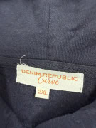 VINTAGE DENIM REPUBLIC CURVE felpa con cappuccio MALIBU USA blu da donna XXL/3XL